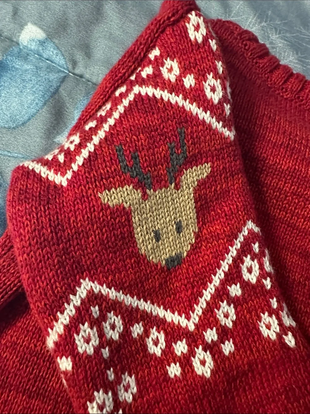 EUC Boys Carter's Red Knit Crew Sweater Sz 18 M Reindeer 🎄 🦌